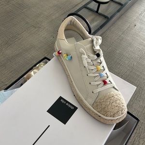 NWT Dolce Vita X Trevor Project Zoe Pride Ivory beaded Raffia Leather sneakers 9